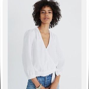 Madewell White Wrap Top